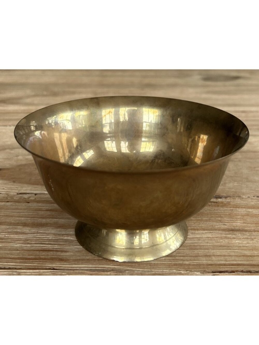 Vintage Brass Footed Pedestal Trinket Dish Bowl Decor 5.25" D x 2.75" H